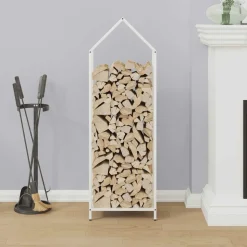 VIDAXL - Portant de bois chauffage blanc 40x25x120 cm