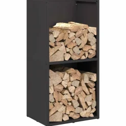 VIDAXL - Portant de bois chauffage noir 40x30x80 cm