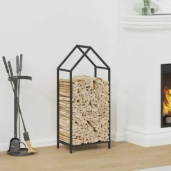 VIDAXL - Portant de bois chauffage noir 40x25x90 cm