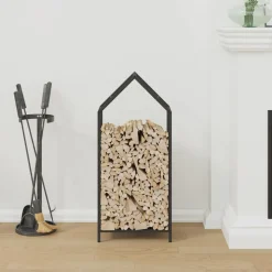 VIDAXL - Portant de bois chauffage noir 40x25x90 cm