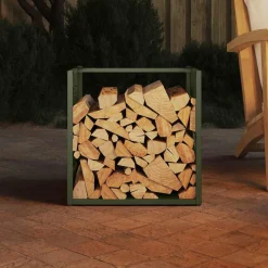 VIDAXL - Portant de bois chauffage vert olive 40x40x40 cm