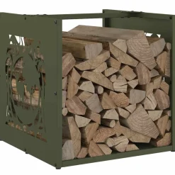 VIDAXL - Portant de bois chauffage vert olive 40x40x40 cm