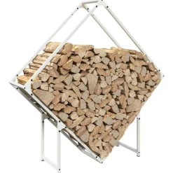 VIDAXL - Portant de bois chauffage blanc 100x25x100 cm