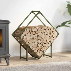 VIDAXL - Portant de bois chauffage vert olive 80x25x80 cm