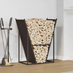 VIDAXL - Portant de bois chauffage noir 69,5x35x81 cm