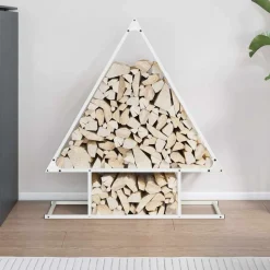 VIDAXL - Portant de bois chauffage blanc 80x25x90 cm