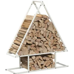 VIDAXL - Portant de bois chauffage blanc 80x25x90 cm