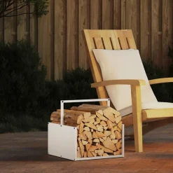 VIDAXL - Portant de bois chauffage blanc 40x40x40 cm