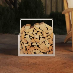 VIDAXL - Portant de bois chauffage blanc 40x40x40 cm