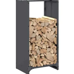 VIDAXL - Portant de bois chauffage anthracite 40x30x80 cm