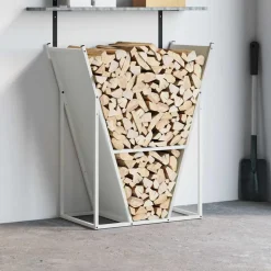 VIDAXL - Portant de bois chauffage blanc 69,5x35x81 cm