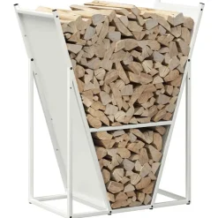 VIDAXL - Portant de bois chauffage blanc 69,5x35x81 cm