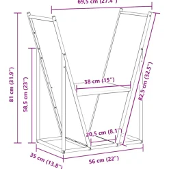 VIDAXL - Portant de bois chauffage blanc 69,5x35x81 cm