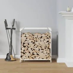 VIDAXL - Portant de bois chauffage blanc 60x28x65 cm