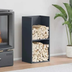 VIDAXL - Portant de bois chauffage anthracite 40x30x80 cm