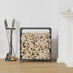 VIDAXL - Portant de bois chauffage anthracite 60x28x65 cm