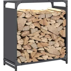 VIDAXL - Portant de bois chauffage anthracite 60x28x65 cm