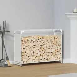 VIDAXL - Portant de bois chauffage blanc 90x28x65 cm