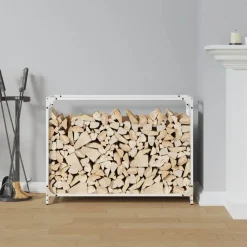 VIDAXL - Portant de bois chauffage blanc 90x28x65 cm