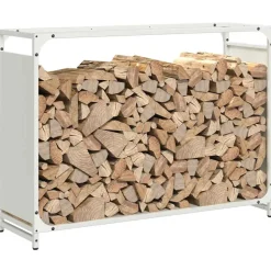 VIDAXL - Portant de bois chauffage blanc 90x28x65 cm