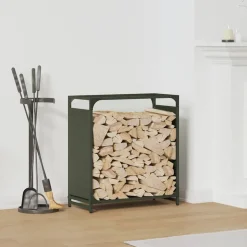 VIDAXL - Portant de bois chauffage vert olive 60x28x65 cm