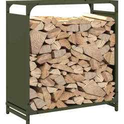 VIDAXL - Portant de bois chauffage vert olive 60x28x65 cm