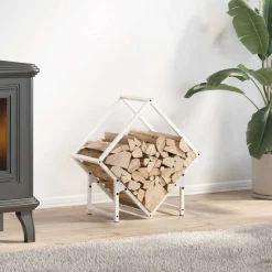 VIDAXL - Portant de bois chauffage blanc 50x25x50 cm