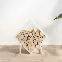 VIDAXL - Portant de bois chauffage blanc 50x25x50 cm