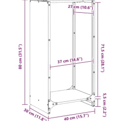 VIDAXL - Portant de bois chauffage noir 40x30x80 cm
