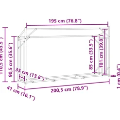 VIDAXL - Portant de bois de chauffage et housse de pluie acier galvanisé