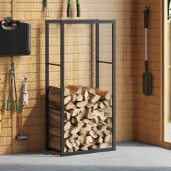 VIDAXL - Portant de bois de chauffage noir 55x30x116 cm acier