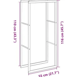 VIDAXL - Portant de bois de chauffage noir 55x30x116 cm acier