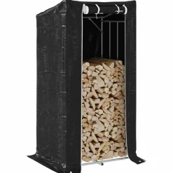 VIDAXL - Portant de bois de chauffage et housse de pluie acier galvanisé