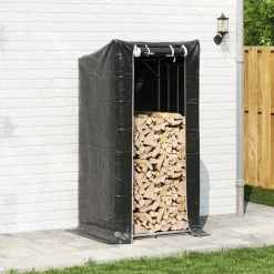 VIDAXL - Portant de bois de chauffage et housse de pluie acier galvanisé