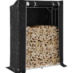 VIDAXL - Portant de bois de chauffage et housse de pluie acier galvanisé