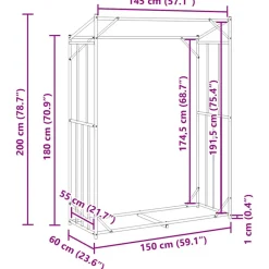 VIDAXL - Portant de bois de chauffage et housse de pluie acier galvanisé