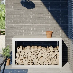 VIDAXL - Portant de bois de chauffage blanc 100x40x60 cm acier