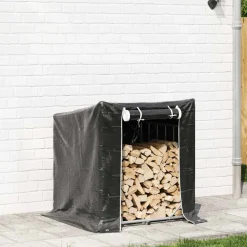 VIDAXL - Portant de bois de chauffage et housse de pluie acier galvanisé