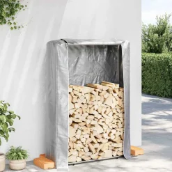 VIDAXL - Portant de bois de chauffage et housse de pluie acier galvanisé