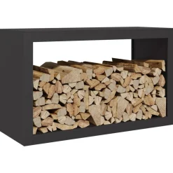 VIDAXL - Portant de bois de chauffage noir 100x40x60 cm acier