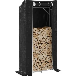 VIDAXL - Portant de bois de chauffage et housse de pluie acier galvanisé