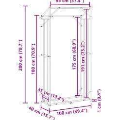 VIDAXL - Portant de bois de chauffage et housse de pluie acier galvanisé
