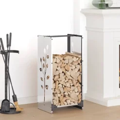 VIDAXL - Portant de bois de chauffage 40x30x80 cm acier inoxydable