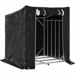 VIDAXL - Portant de bois de chauffage et housse de pluie acier galvanisé