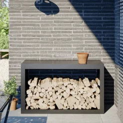 VIDAXL - Portant de bois de chauffage anthracite 100x40x60 cm acier