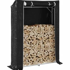 VIDAXL - Portant de bois de chauffage et housse de pluie acier galvanisé