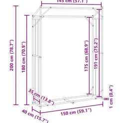 VIDAXL - Portant de bois de chauffage et housse de pluie acier galvanisé