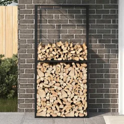 VIDAXL - Portant de bois de chauffage noir 100x30x209 cm acier