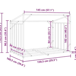 VIDAXL - Portant de bois de chauffage et housse de pluie acier galvanisé