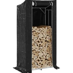 VIDAXL - Portant de bois de chauffage et housse de pluie acier galvanisé